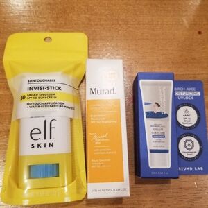 Sunscreen Set Of 3, Elf 50spf, Murad 50spf and Round Lab 45spf